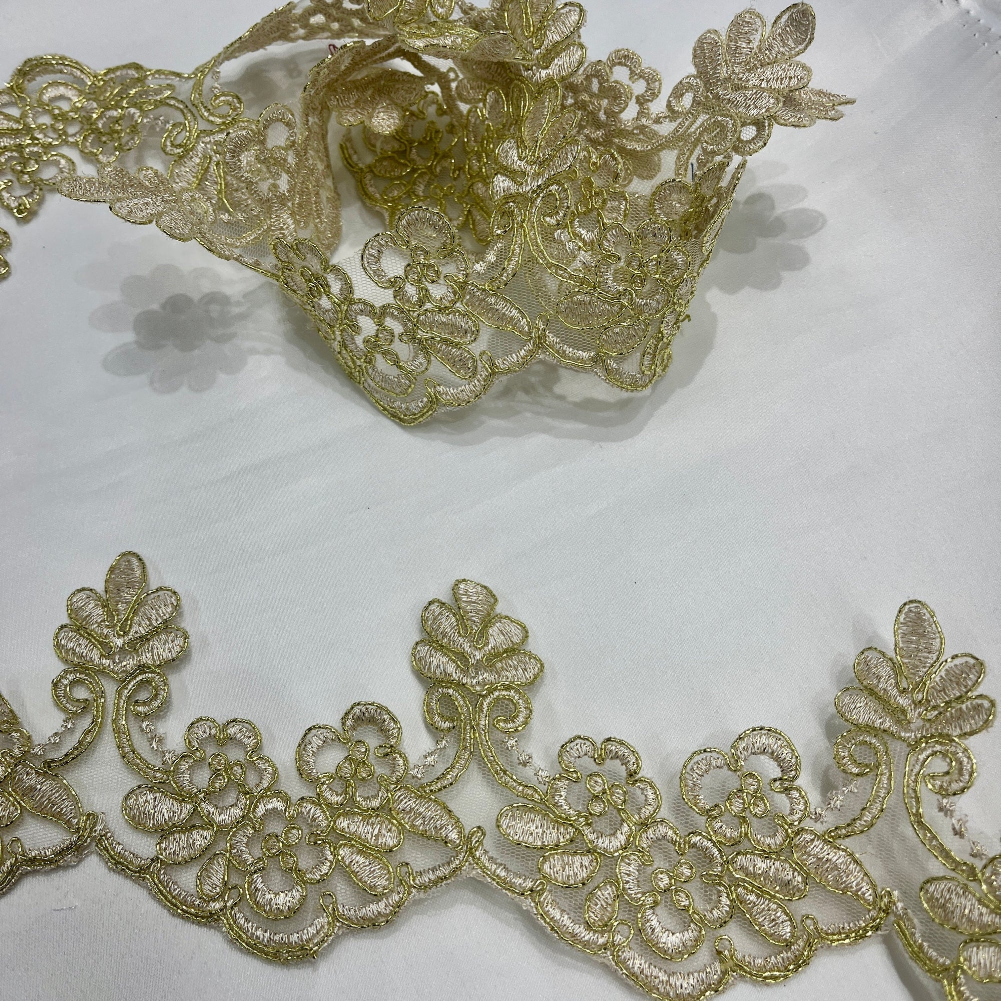 Floral Corded Lace Trim for Bridal Veils, Baptism & Christening Gowns | Lace USA - 95967W/1