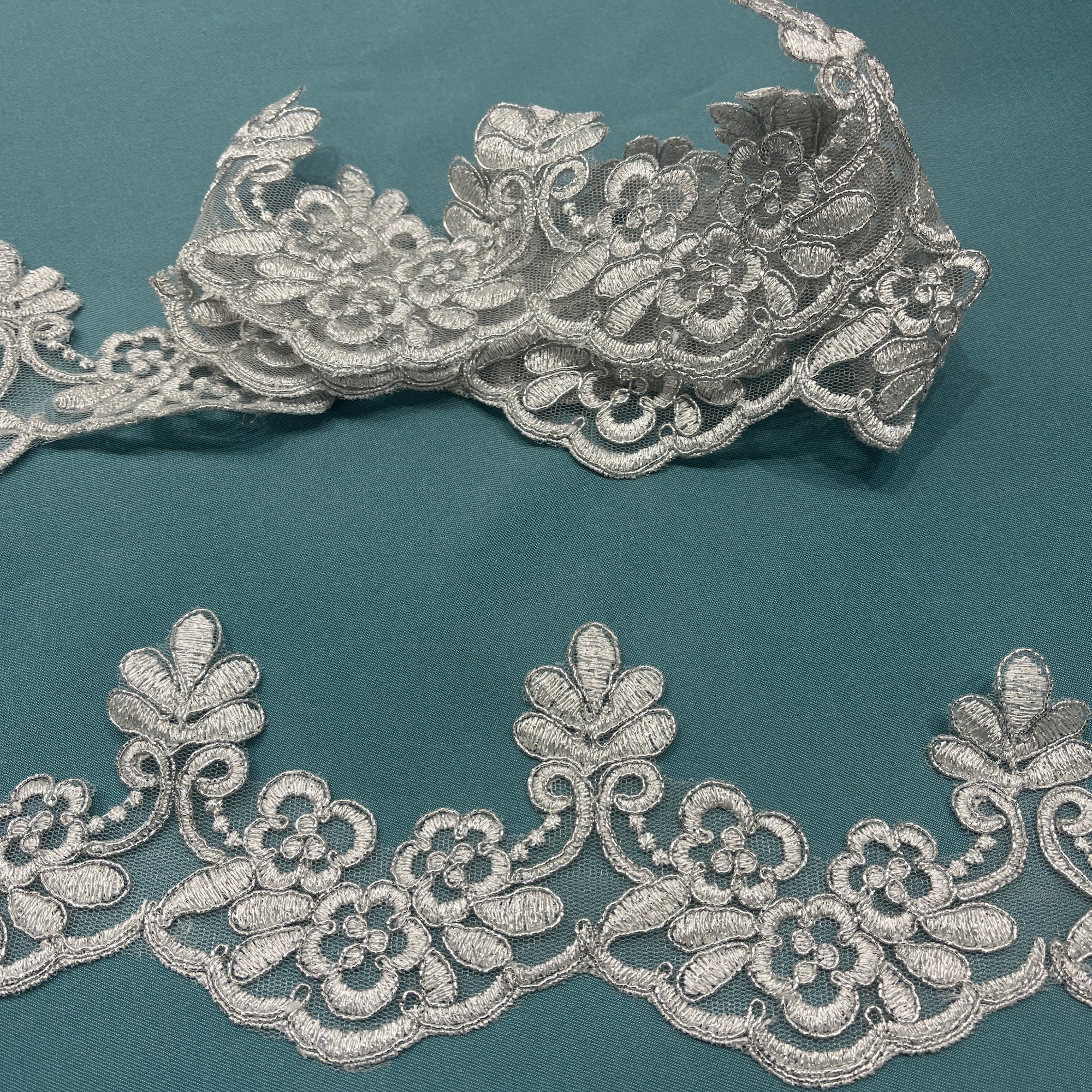 Floral Corded Lace Trim for Bridal Veils, Baptism & Christening Gowns | Lace USA - 95967W/1