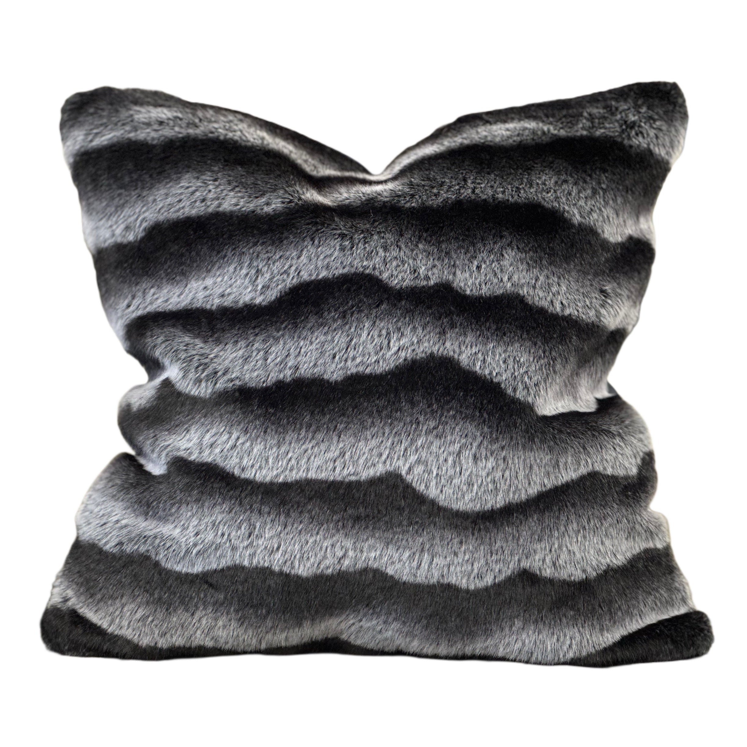 Soft Luxury Faux Mink Pillow - MINKO 13 Black Stripe