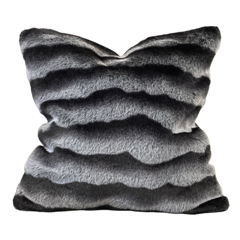 Soft Luxury Faux Mink Pillow - MINKO 13 Black Stripe