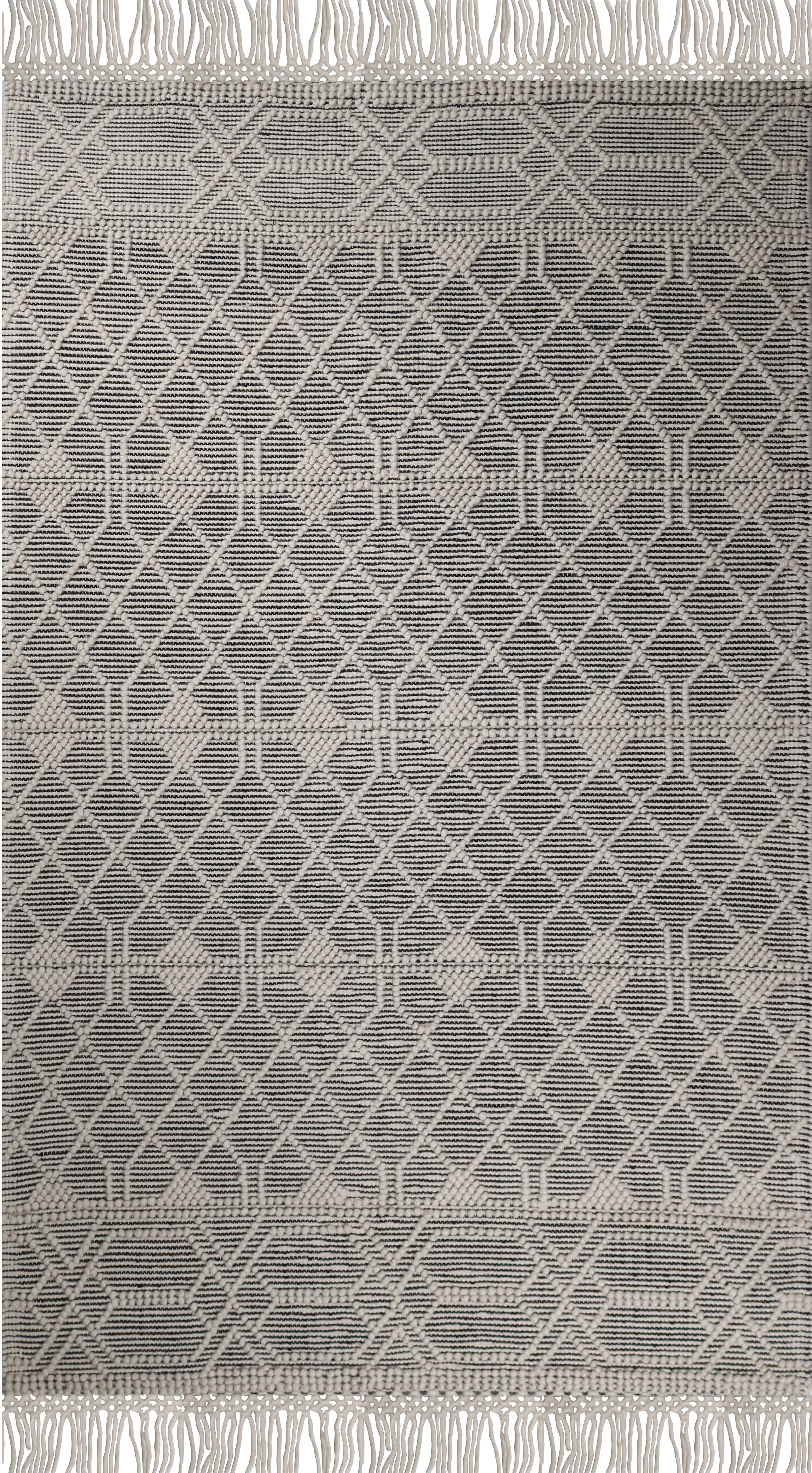 Bohemian Textured Rug With Natural Colors Wool Blend