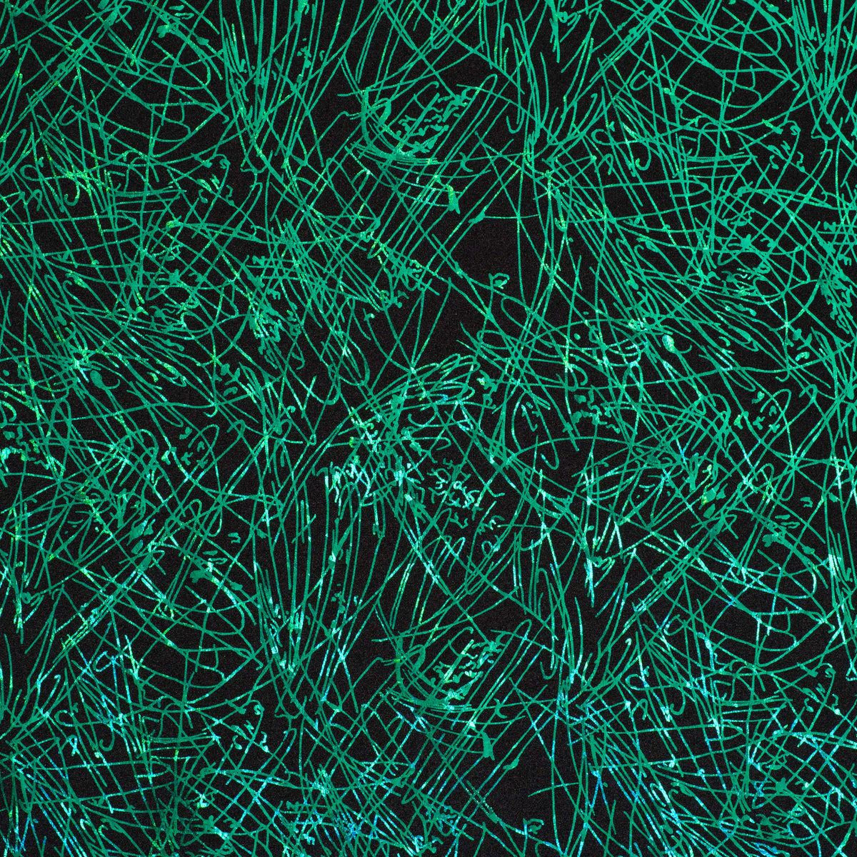 Stretch Nylon Spandex Fabric with Dancing Splash Hologram Foil | Spandex Palace