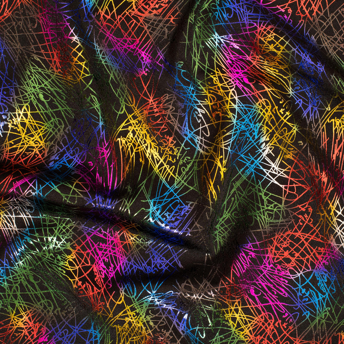 Stretch Nylon Spandex Fabric with Dancing Splash Hologram Foil | Spandex Palace