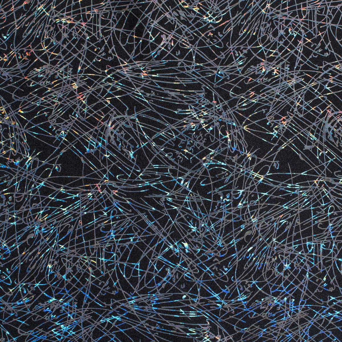Stretch Nylon Spandex Fabric with Dancing Splash Hologram Foil | Spandex Palace