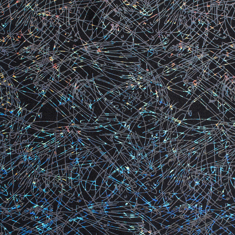 Stretch Nylon Spandex Fabric with Dancing Splash Hologram Foil | Spandex Palace