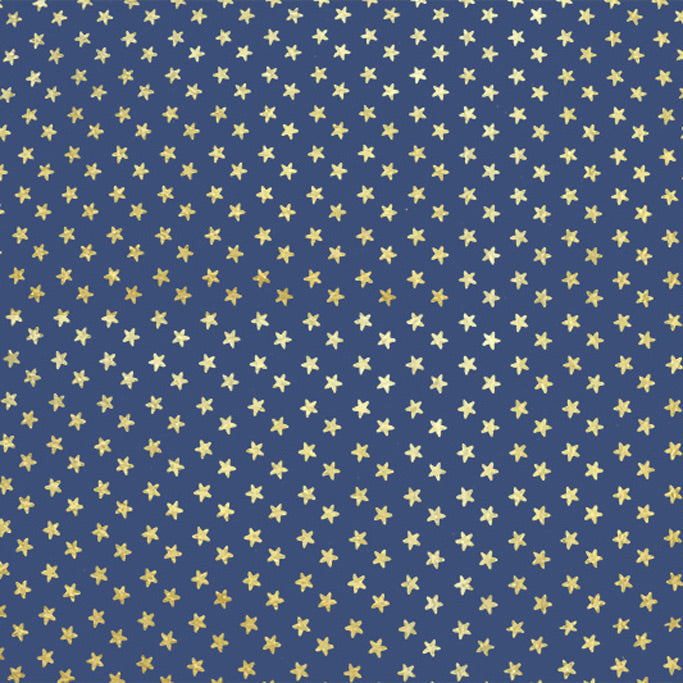 Gold Stars on Navy Foiled Spandex | Blue Moon Fabrics