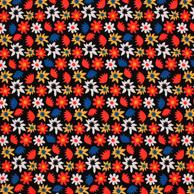 Pop Art Flowers Printed Spandex Fabric | Blue Moon Fabrics