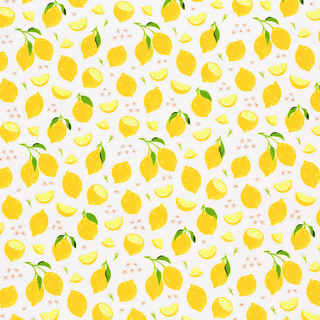 Lemony Lemons Printed Spandex Fabric | Blue Moon Fabrics