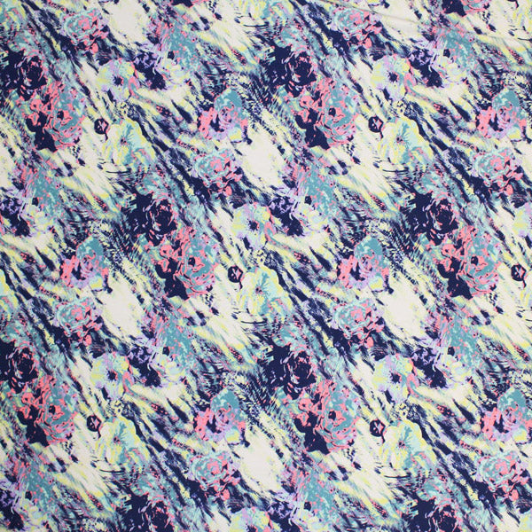 Textured Blue Abstract Printed Spandex | Blue Moon Fabrics