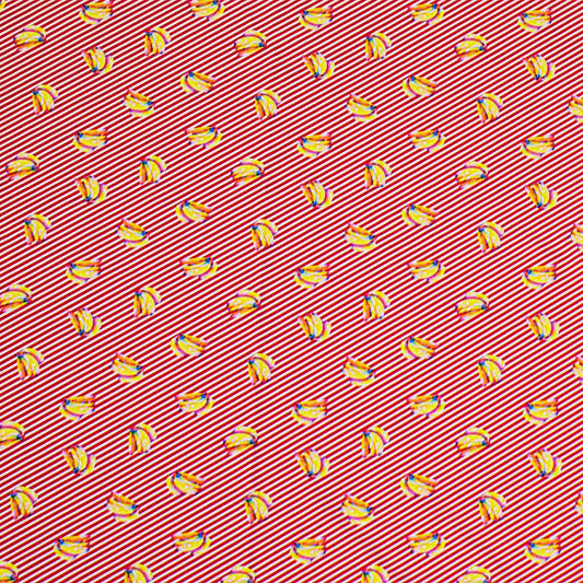 Bananas Red Stripes Printed Spandex | Blue Moon Fabrics