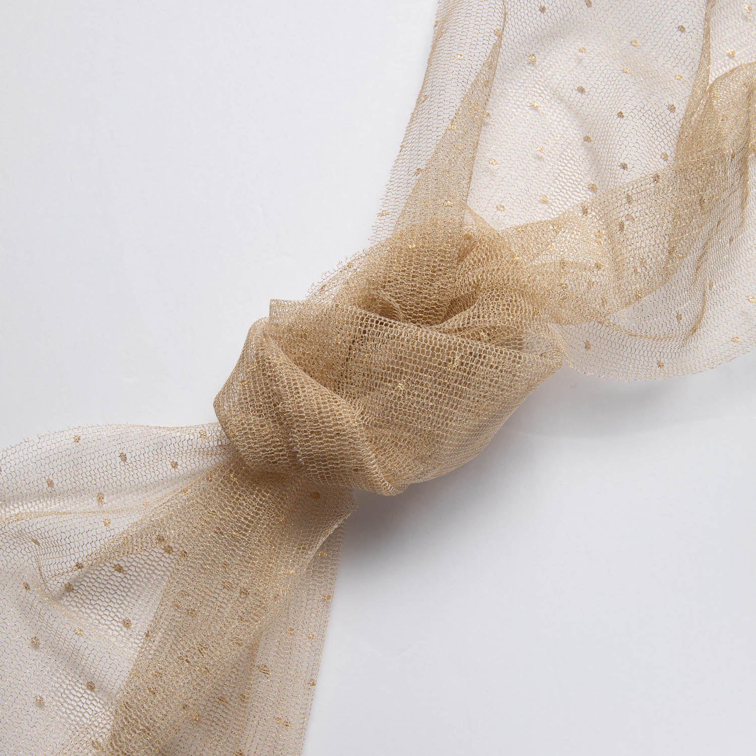 NYLON MX TULLE WITH DOT 58/60" Gold Dotted Fabric - Exquisite Fabrics