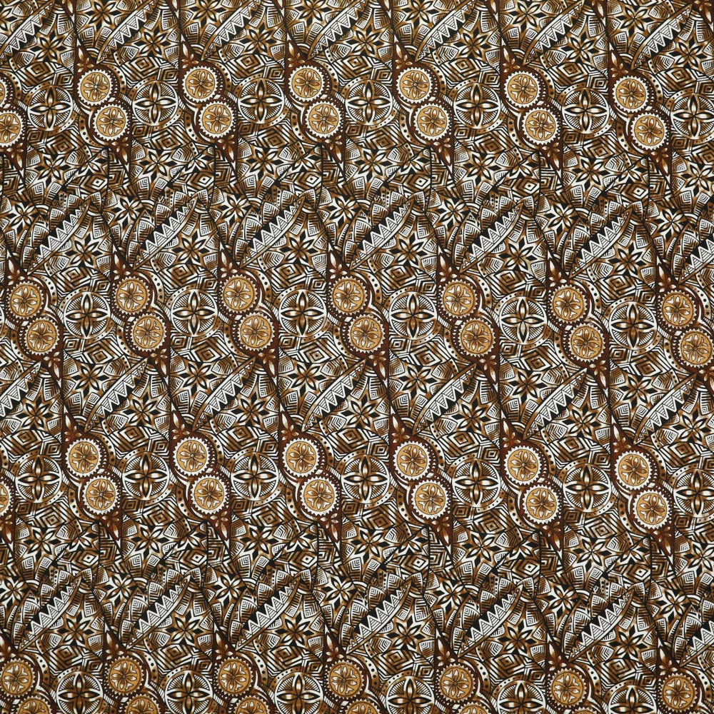 Traditional Polynesian Fijian Print Cotton Light Barkcloth Fabric | Islands Fabric