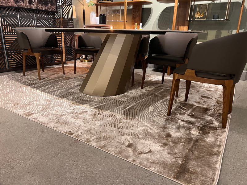 Soft-Touch Brown and Beige Rug with Metallic Copper Contrast Design - Z406A (POL816)