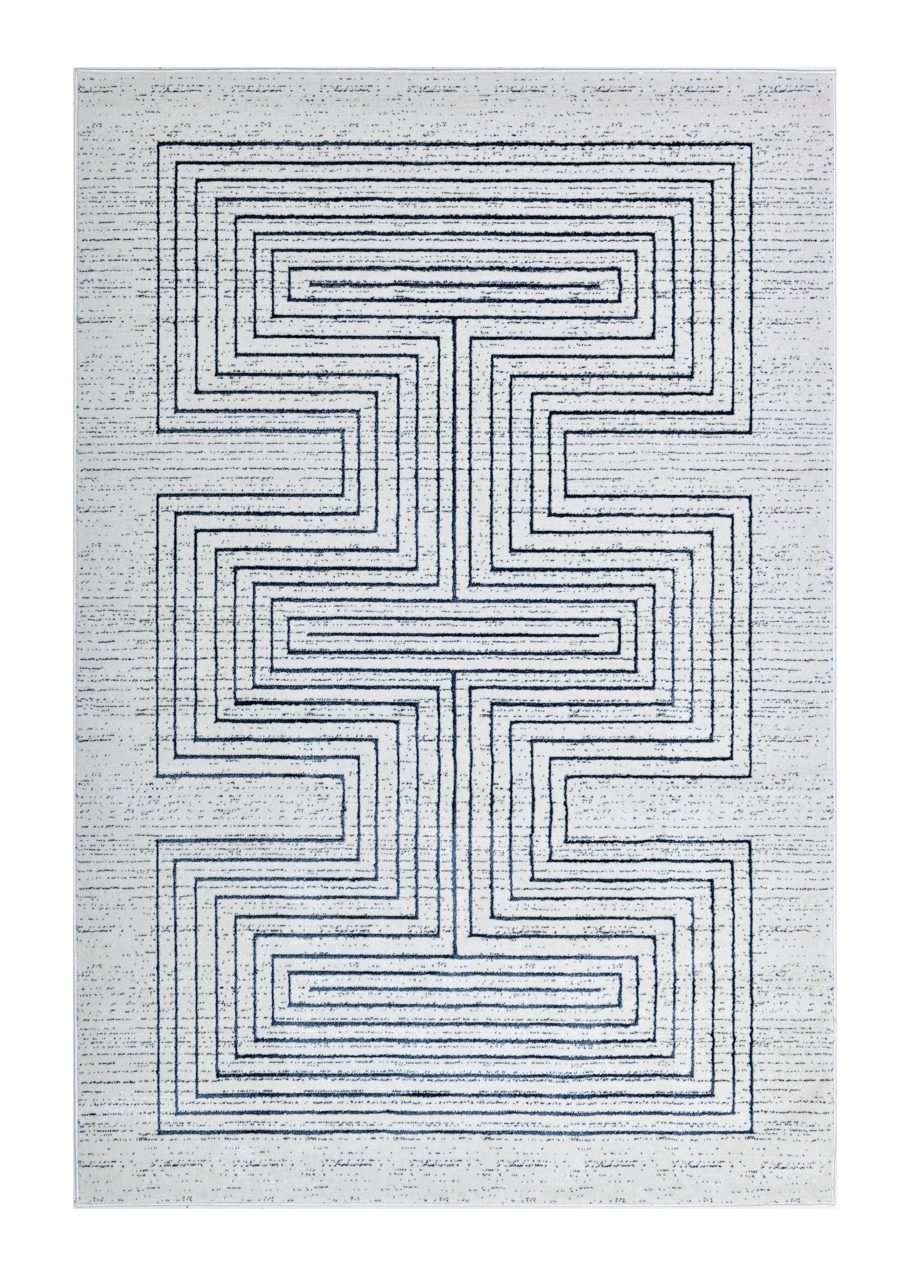 Soft Cream Area Rug Featuring Sheer Blue and Subtle Emerald Geometric Accents - Z329B