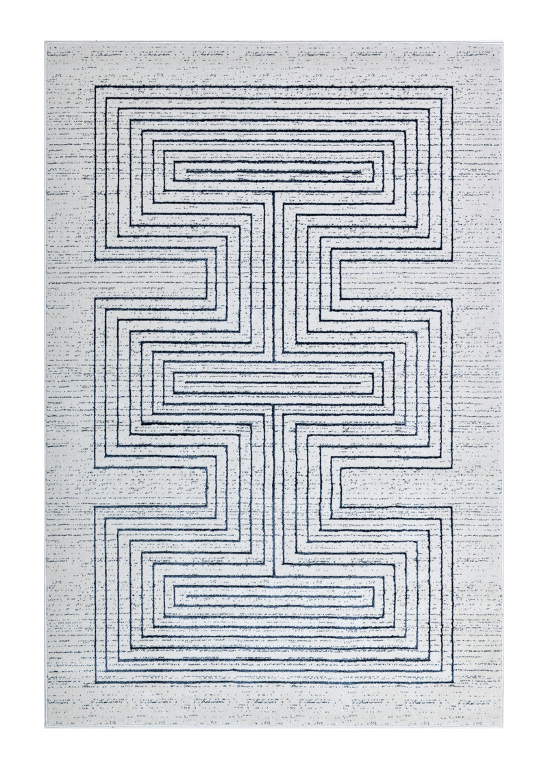 Soft Cream Area Rug Featuring Sheer Blue and Subtle Emerald Geometric Accents - Z329B