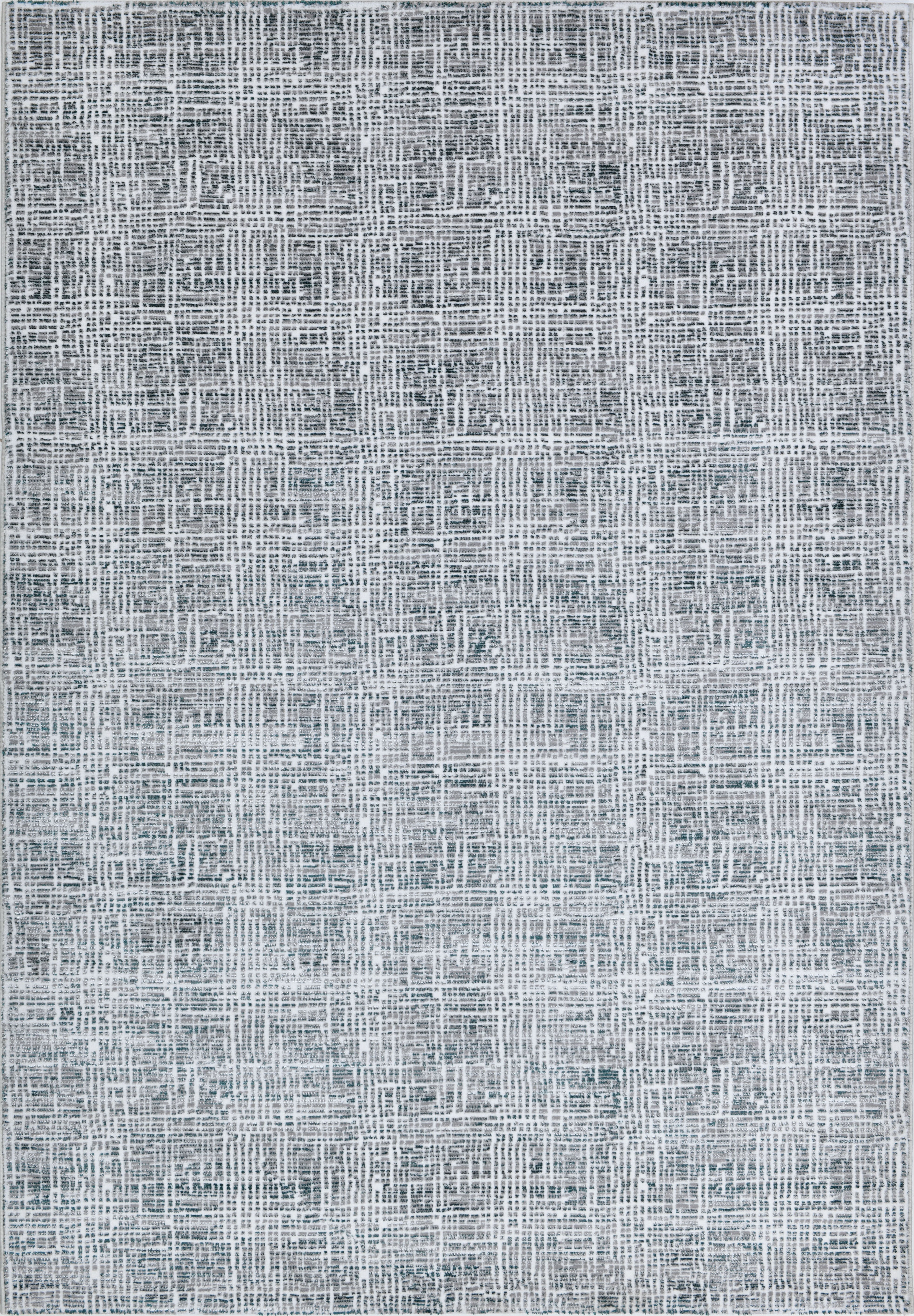 Fresh Cream Rug with Green and Silver Geometric Accents - Z240A