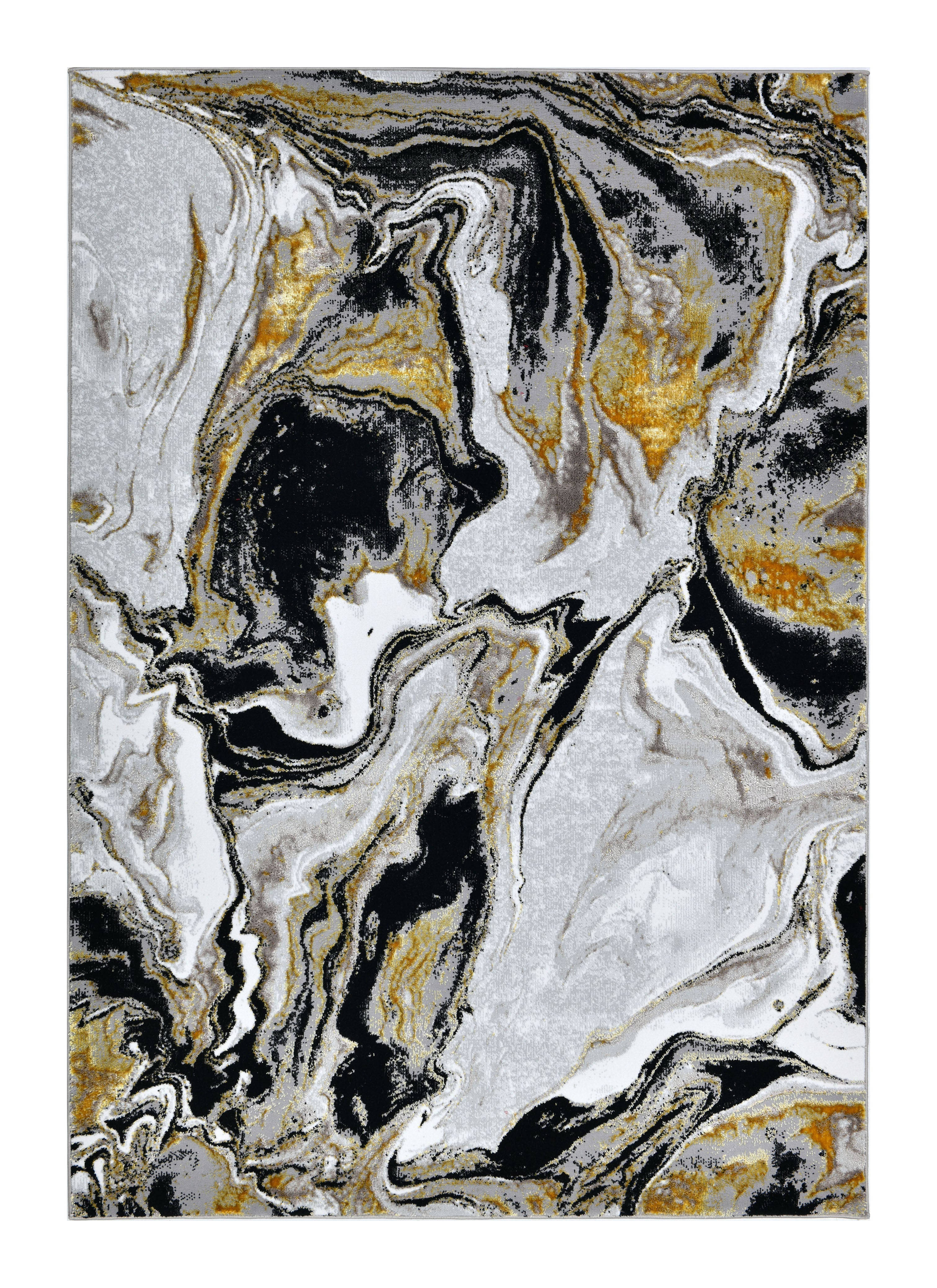 Luxurious fusion of metallic silver, brushed gold, and deep black, abstract marbled design - Z258A (POL803)