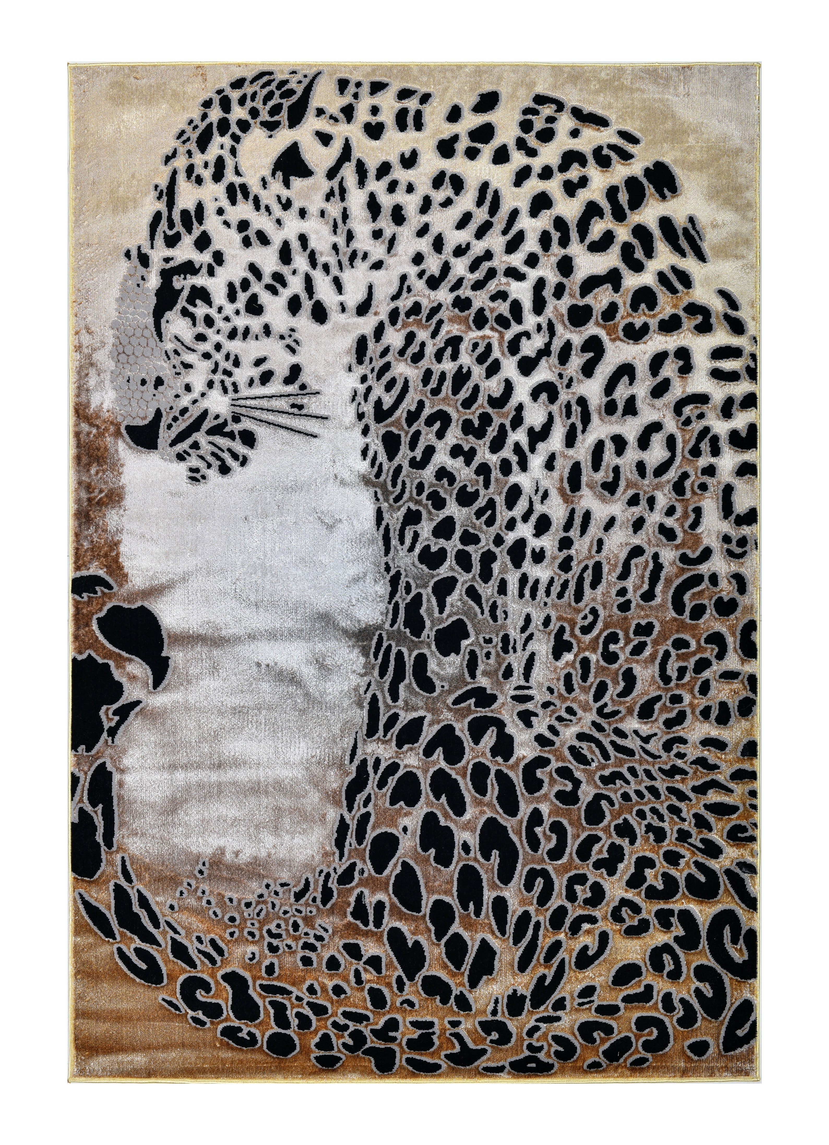 Luxury Soft-Touch Rug in Bronze, Metallic, Copper & Black Cheetah (Feline) Print Design - Z340A (POL806)