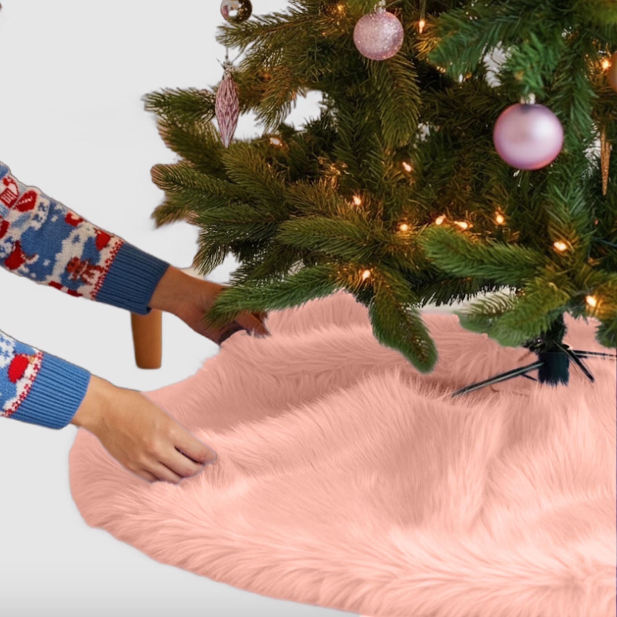 Premium Faux Fur Christmas Tree Skirt - 30" | Holiday Decorations