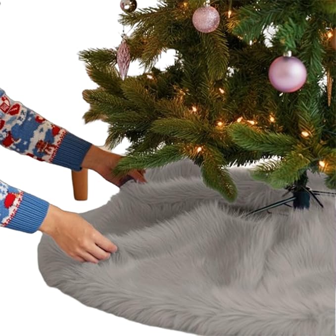 Premium Faux Fur Christmas Tree Skirt - 60 Inch | Luxurious Decoration