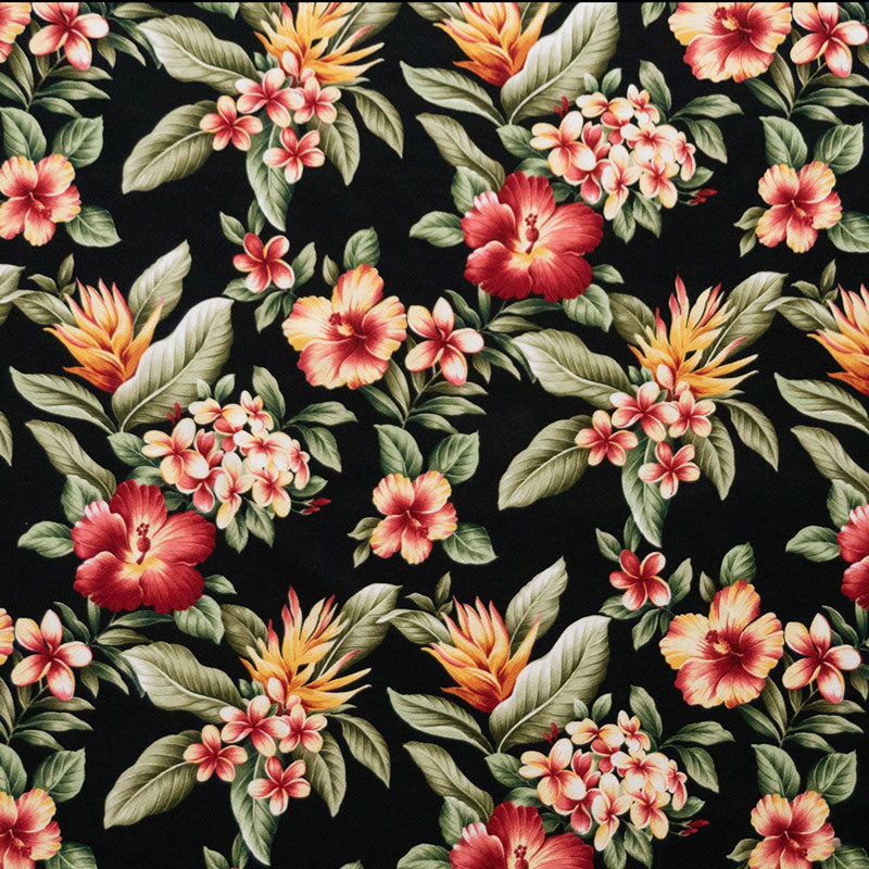 Plumeria Hibiscus Banana Leaf Fabric | Upholstery