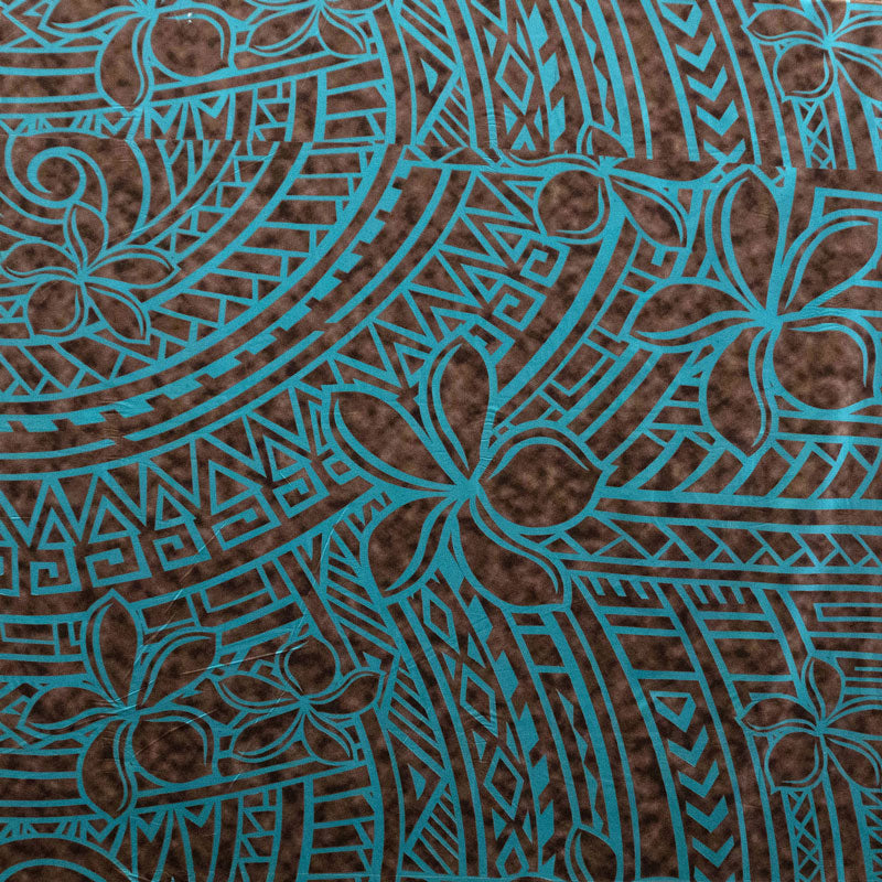 Plumeria Tribal Design Peachskin Fabric | Islands Fabric