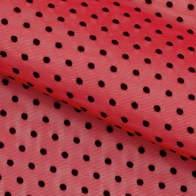 Polka Dot Flocked Stretch Mesh Fabric | Blue Moon Fabrics