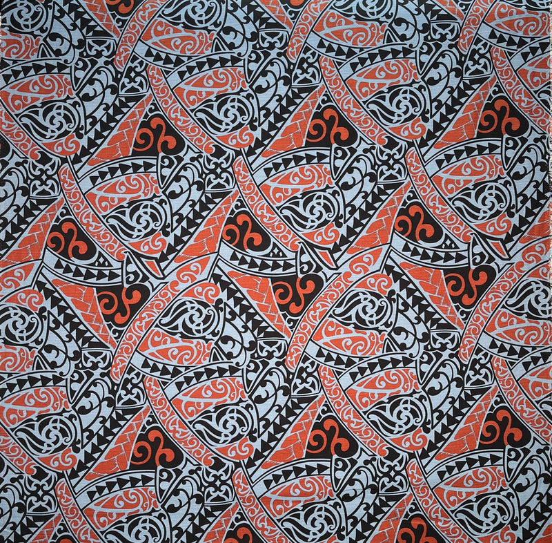 Polynesian Tribal Triangle formation Design Light Barkcloth Fabric | Islands Fabric