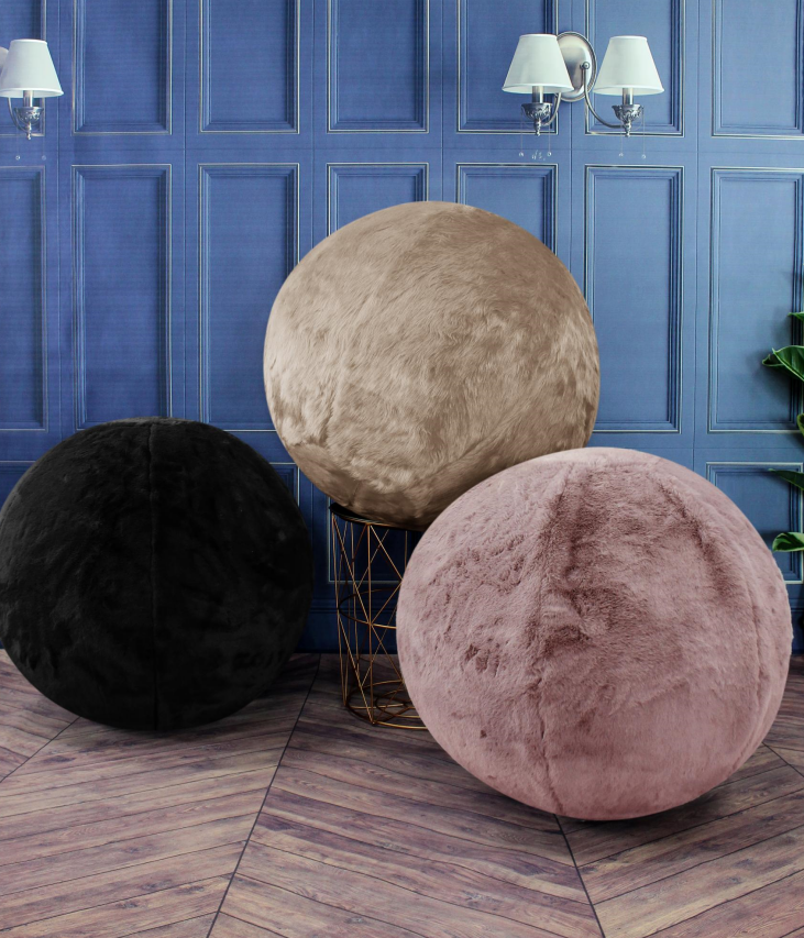 Style & Strength Ball – Chinchilla Faux Fur Seat for Home, Office & Exercise.