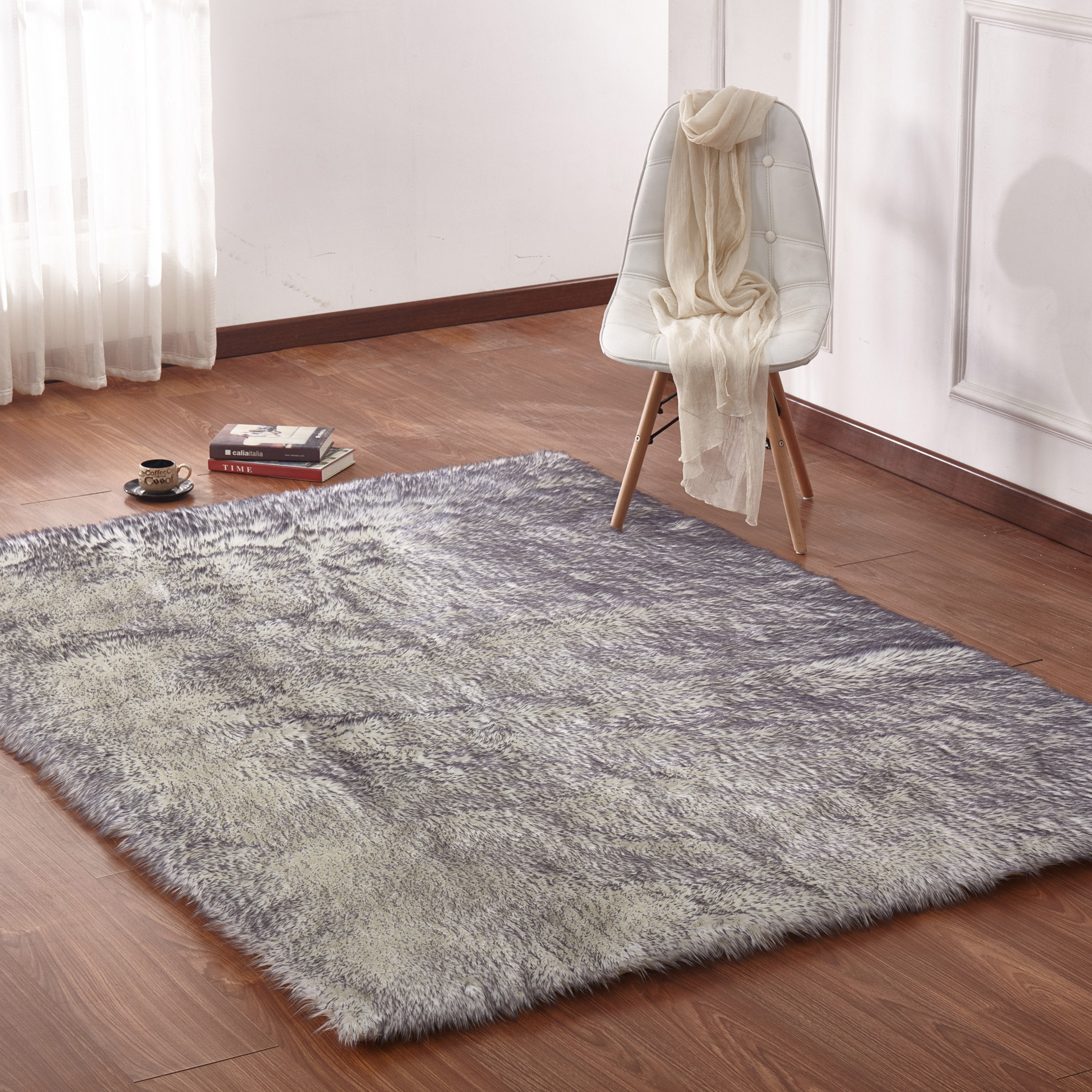 Soft Cozy Fuzzy Faux Fox Fur Area Rug/Carpet