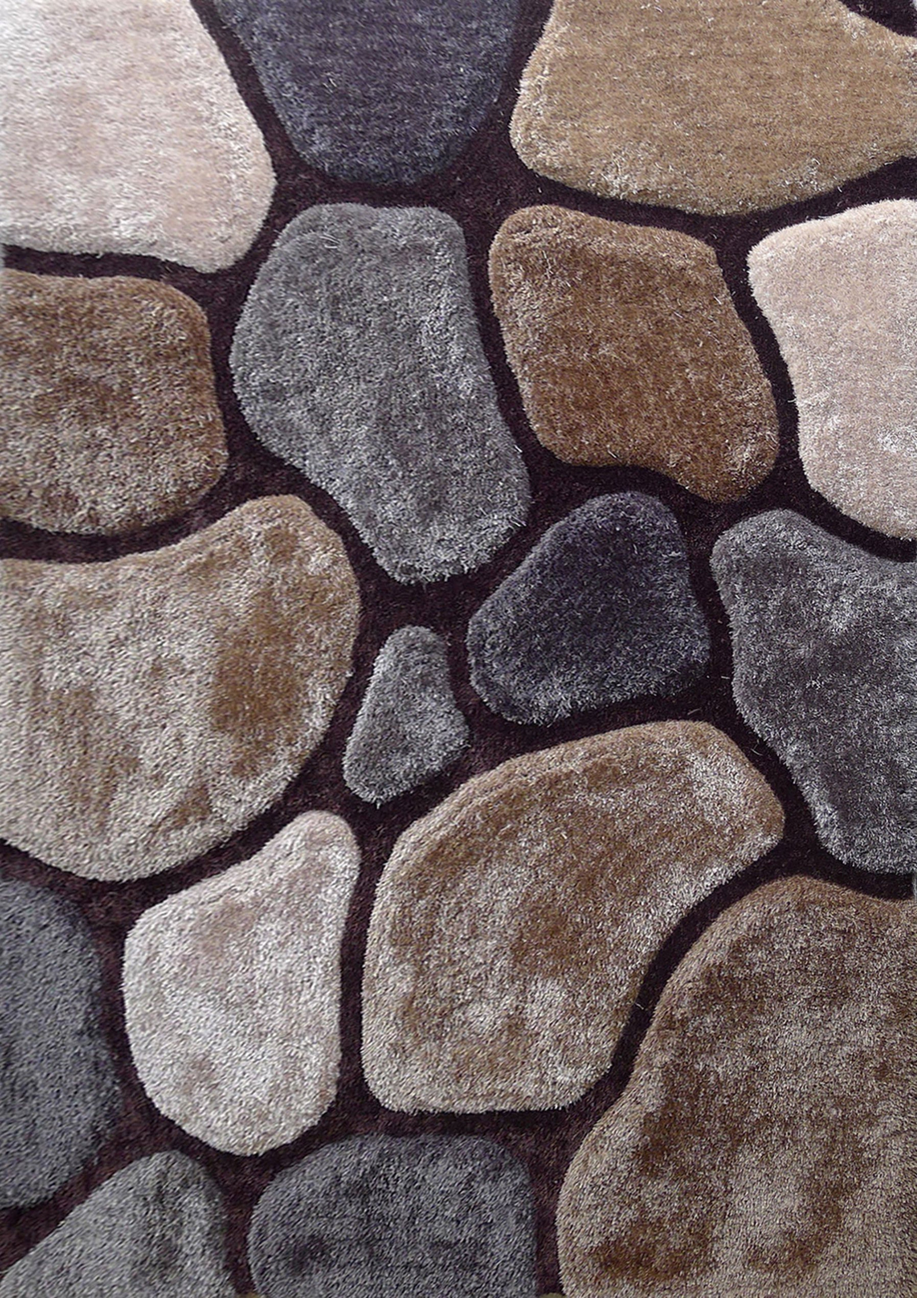 Soft Cozy 3D Rock Design Shag Area Rug/Carpet