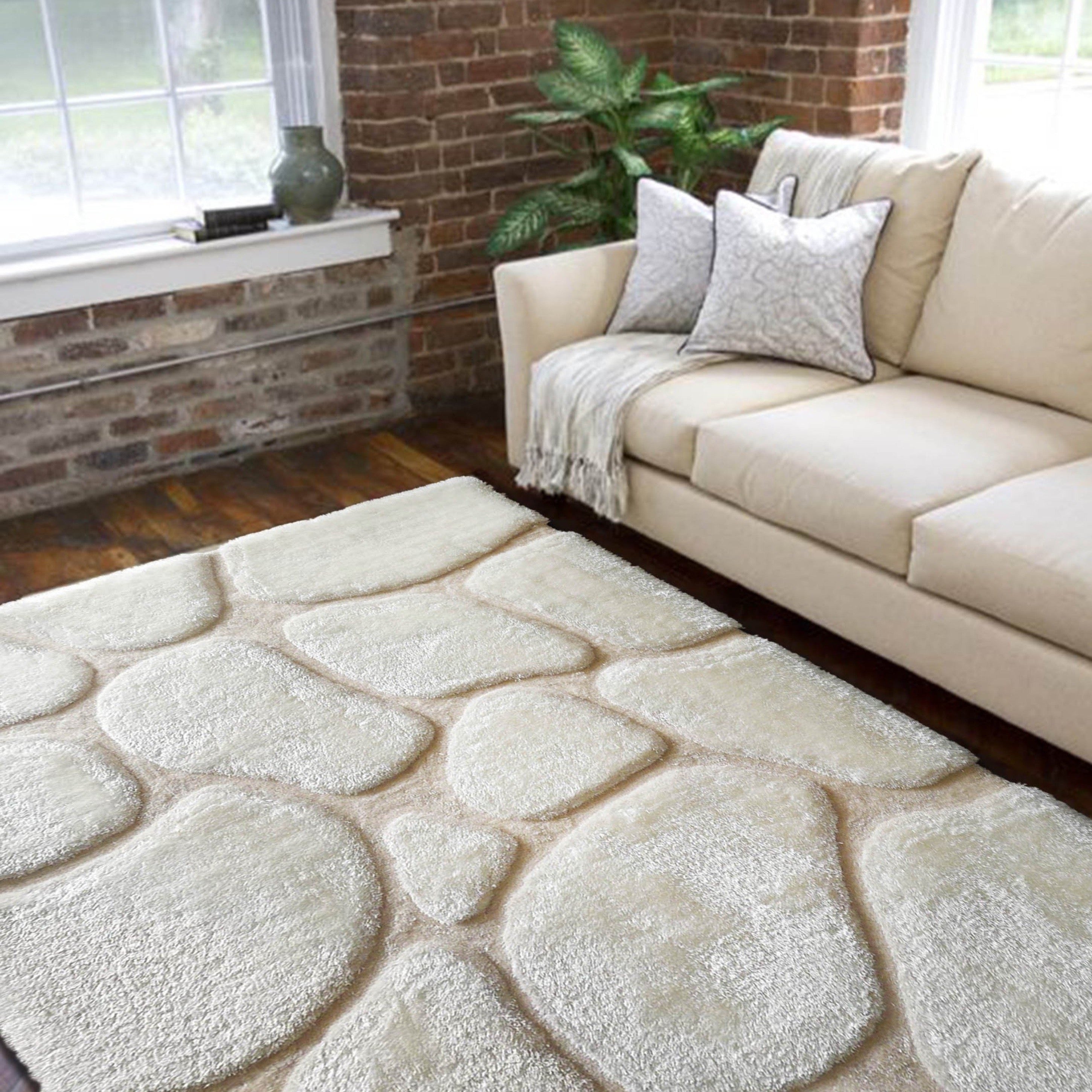 Soft Cozy 3D Rock Design Shag Area Rug/Carpet