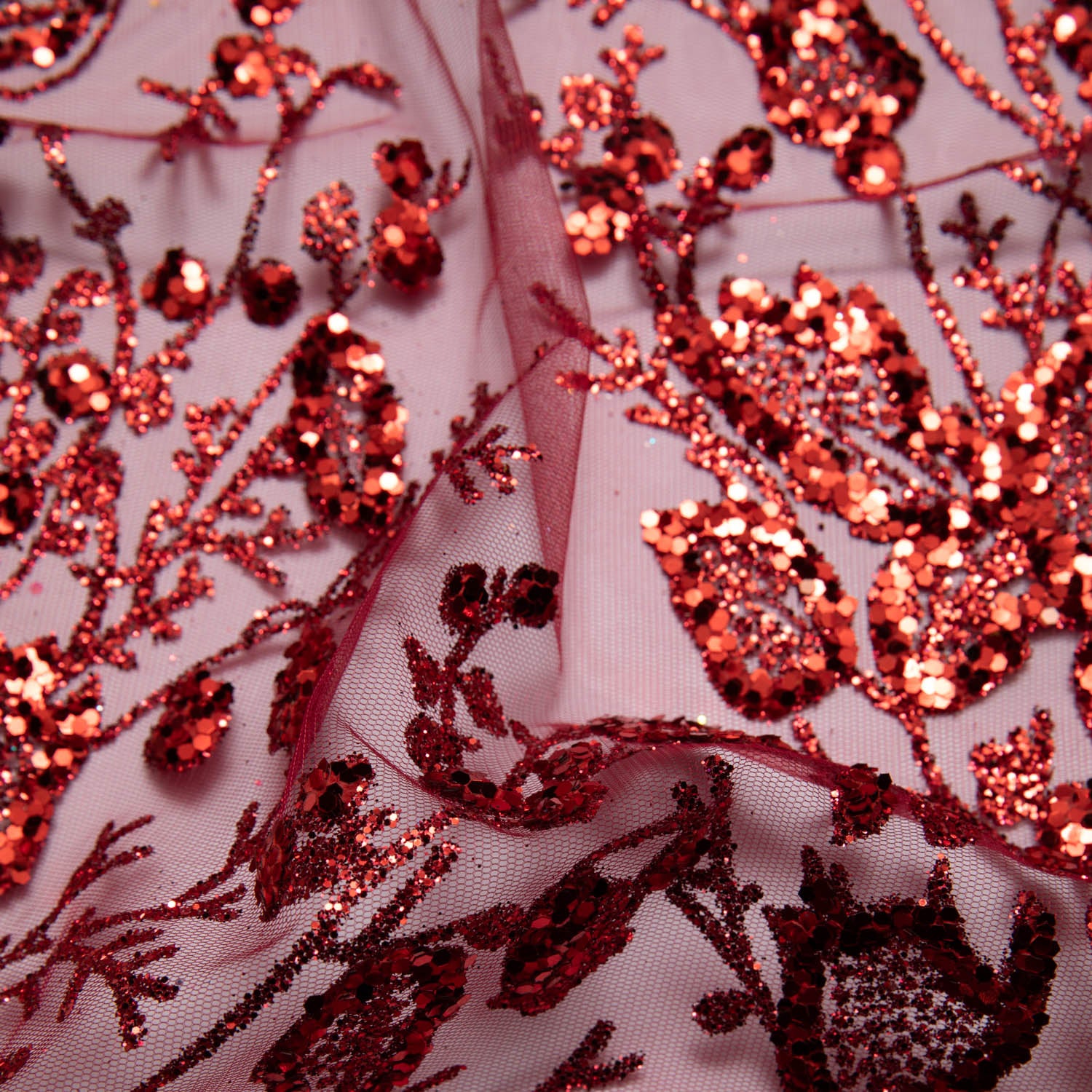 Tulle Lace Fabric with Glitter and Floral Pattern 58" Wide | Exquisite Fabric