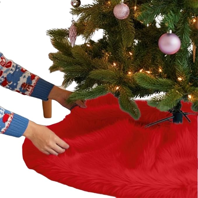 Premium Faux Fur Christmas Tree Skirt – 36 Inch Holiday Decor