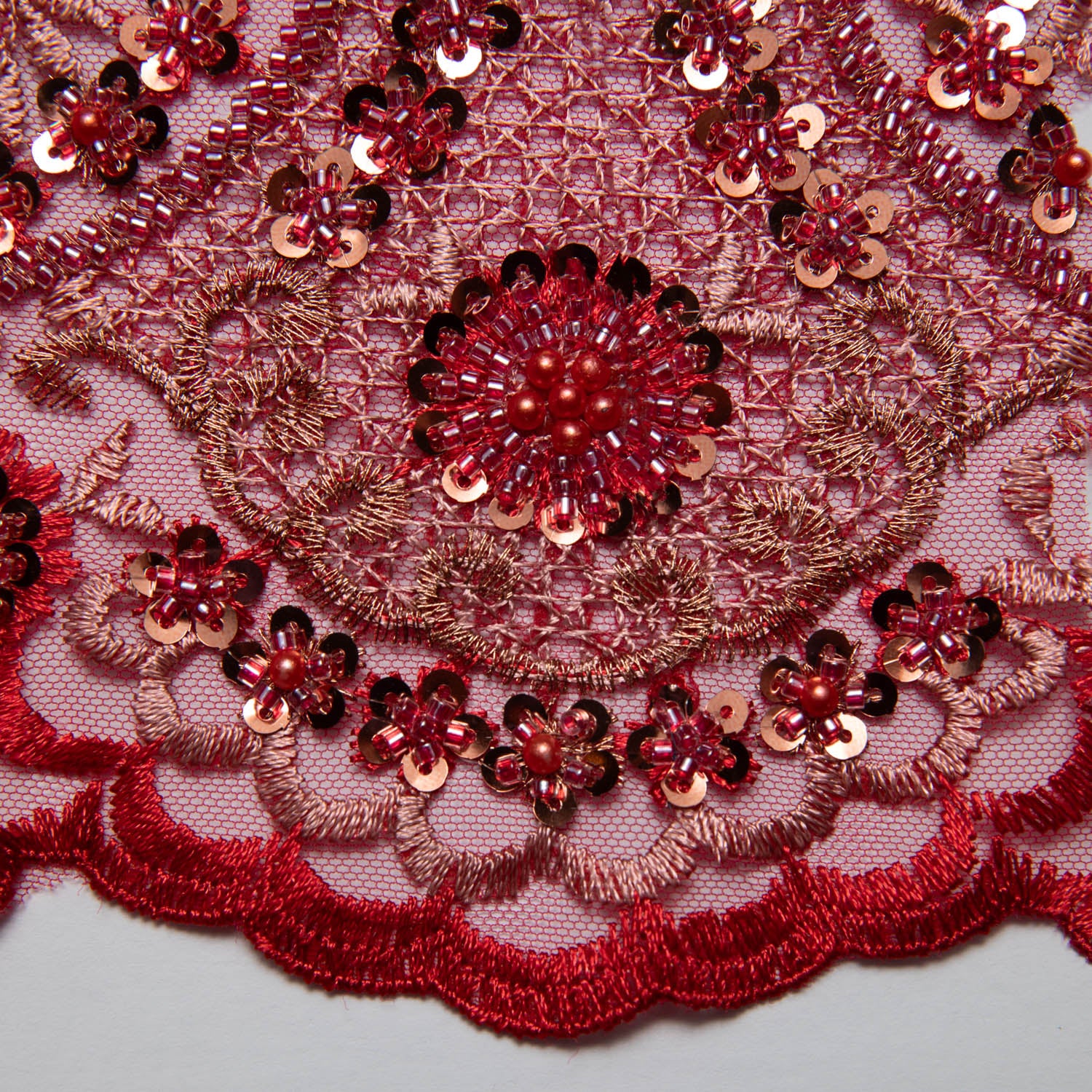 Tulle Lace Fabric Embroidered with Sequins and Sophisticated Pattern 52" Wide | Exquisite Fabric