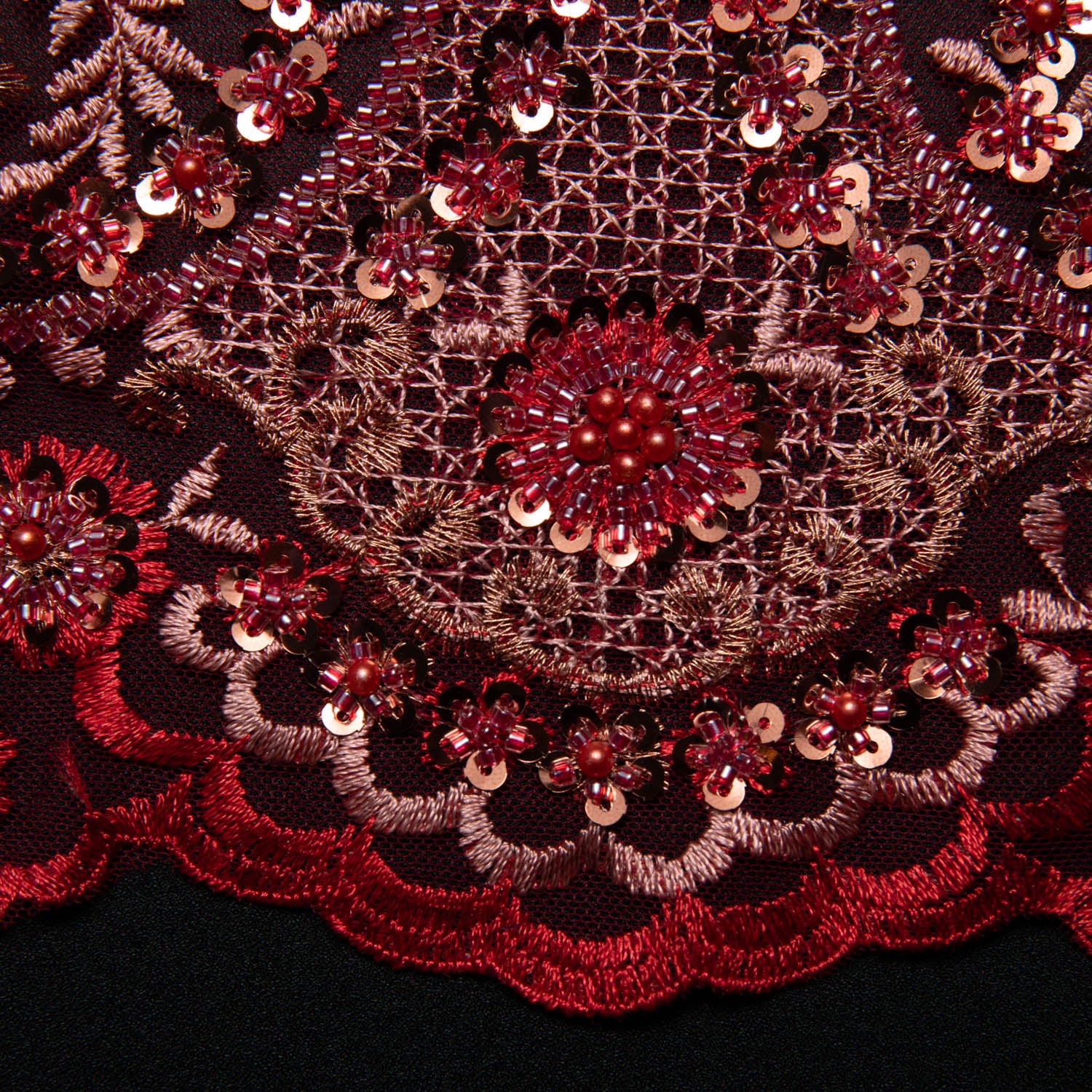 Tulle Lace Fabric Embroidered with Sequins and Sophisticated Pattern 52" Wide | Exquisite Fabric