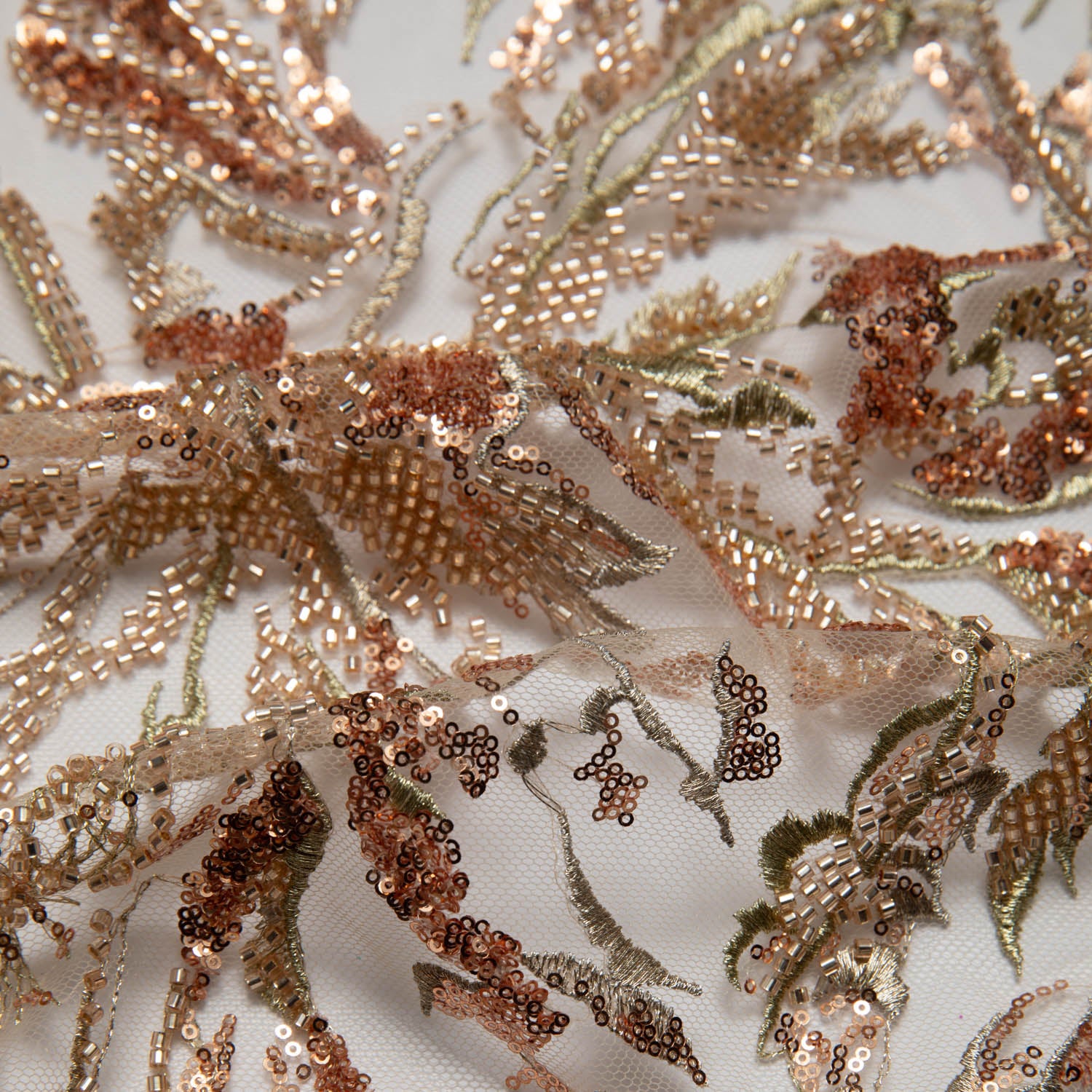 Tulle Lace Fabric Embroidered with Sequins and Beautiful Pattern 52" Wide | Exquisite Fabric