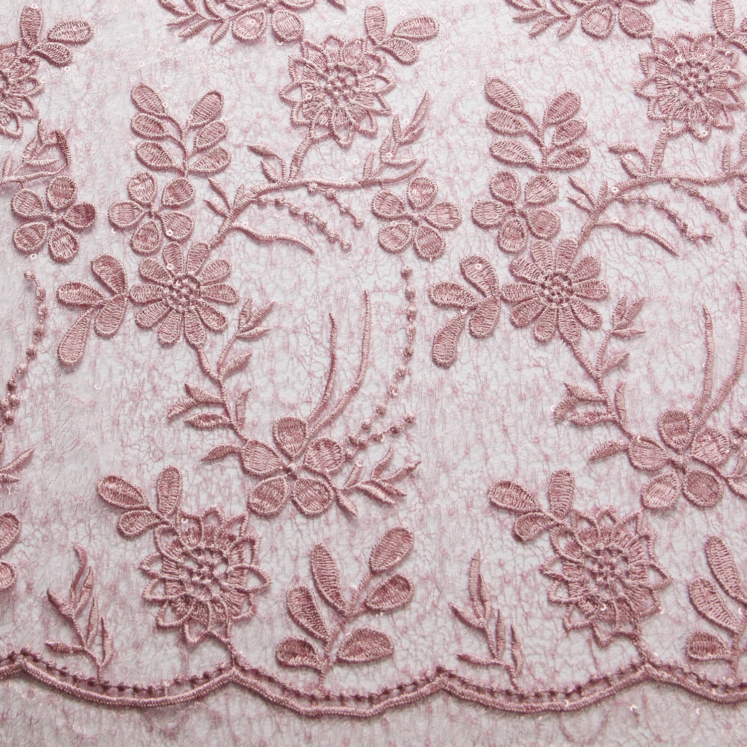 SPIDER MESH WITH APPLIQUE EMB AND SEQUINS 100% POLYESTER 50/52" BLUSH FABRIC - Exquisite Fabric