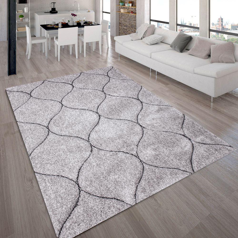 Touch of Silver Shag Area Rug/Carpet | Style# SR-720 - Crafted from 100% Polyester, Plush Fluffy Shine 3D Geometric Design