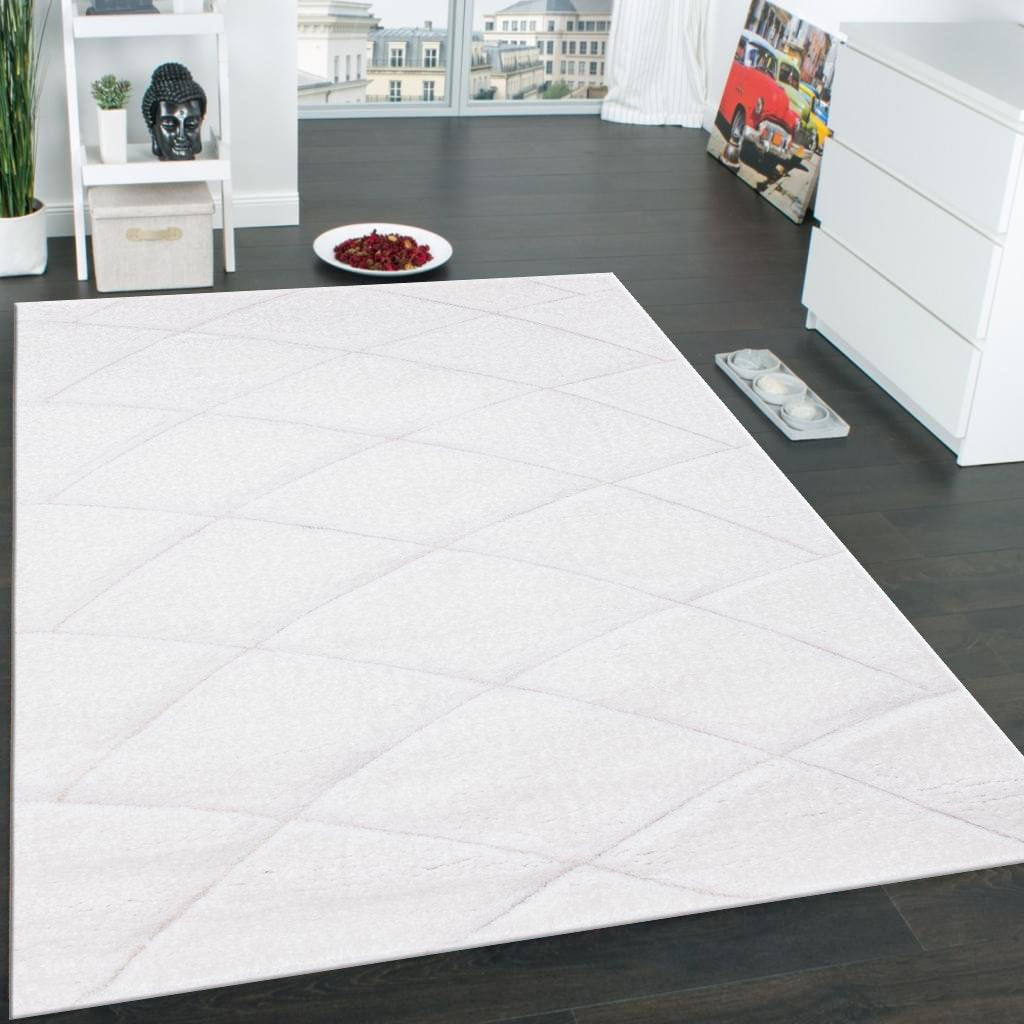 White/Black Modern Shag Area Rug/Carpet | Style# SR-722 - Crafted from 100% Polyester, Plush Fluffy Shine 3D Lines Design
