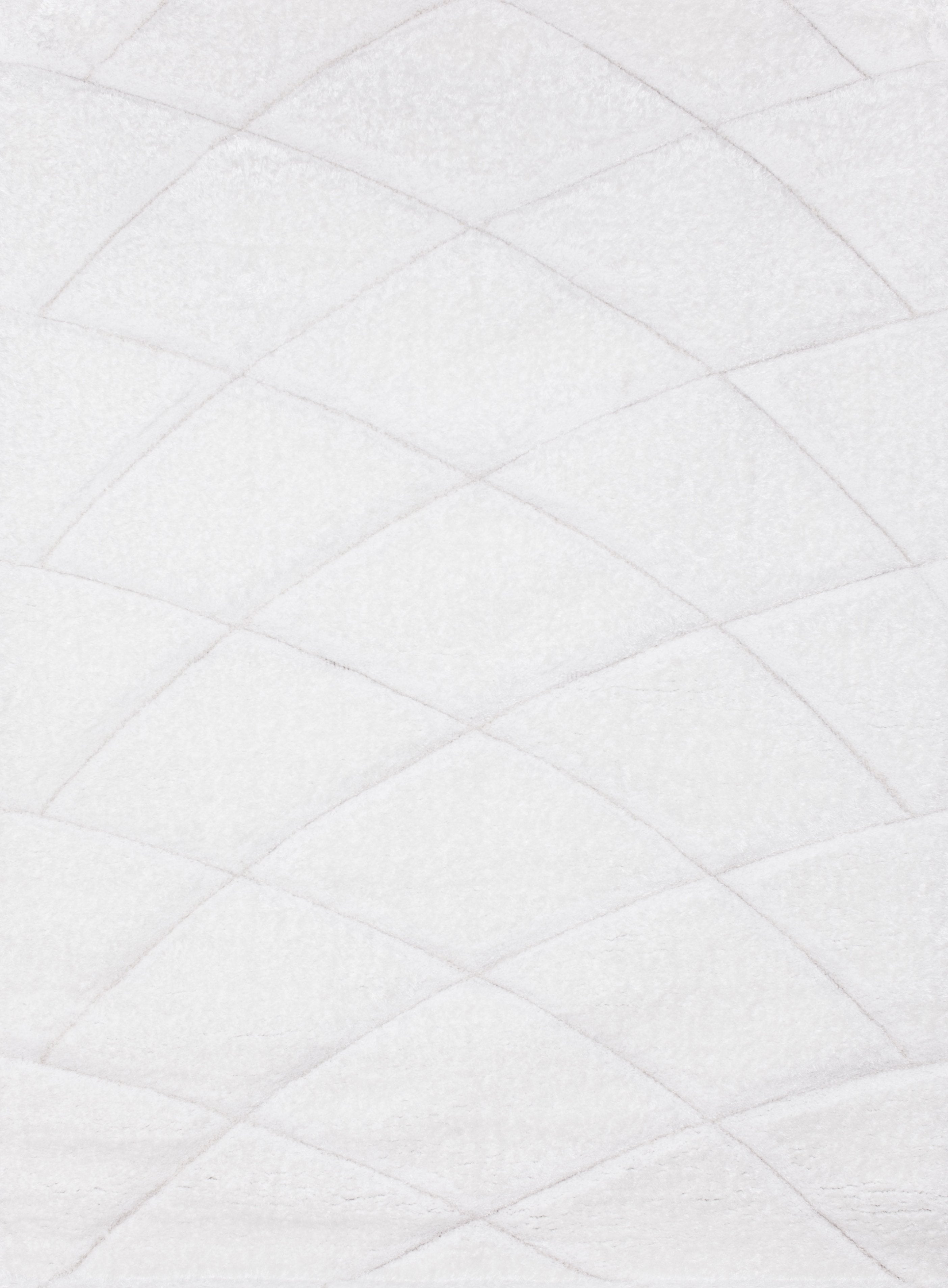 White/Black Modern Shag Area Rug/Carpet | Style# SR-722 - Crafted from 100% Polyester, Plush Fluffy Shine 3D Lines Design