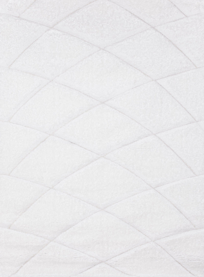 White/Black Modern Shag Area Rug/Carpet | Style# SR-722 - Crafted from 100% Polyester, Plush Fluffy Shine 3D Lines Design
