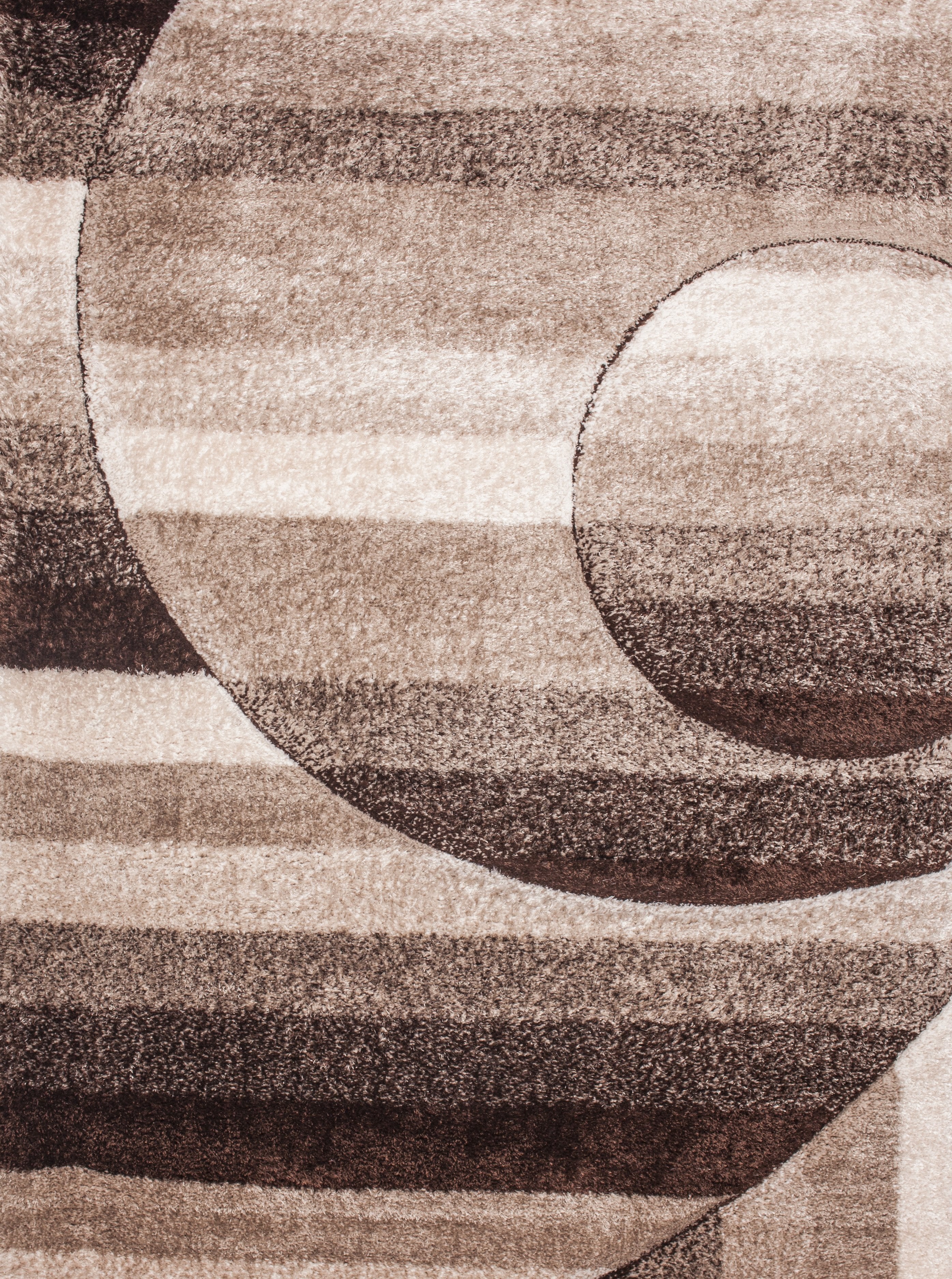 Earth Tones/Brown/Beige Shag Area Rug/Carpet | Style# SR-723 - Crafted from 100% Polyester, Plush Fluffy Shine 3D Geometric Design