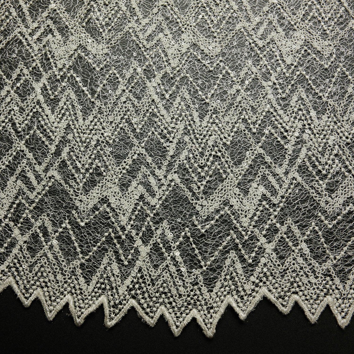 SUSEMI TULLE METALLIC EMB W/SQ 100% POLYESTER 50/52" IVORY FABRIC - Exquisite Fabrics