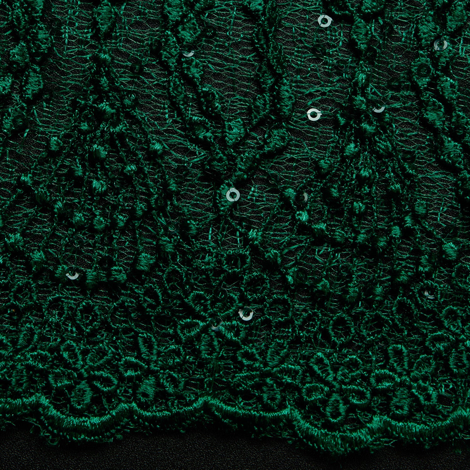 SUSEMI TULLE METTALIC EMB W/SQ 100% POLYESTER 50/52" HUNTER GREEN - Exquisite Fabric