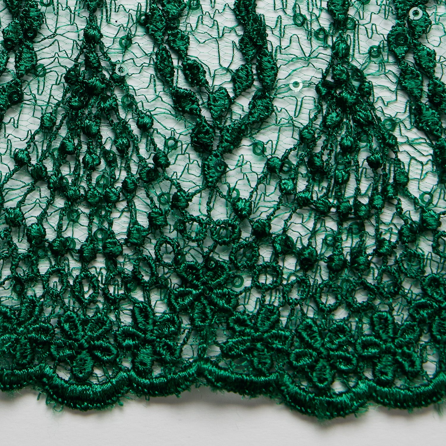 SUSEMI TULLE METTALIC EMB W/SQ 100% POLYESTER 50/52" HUNTER GREEN - Exquisite Fabric