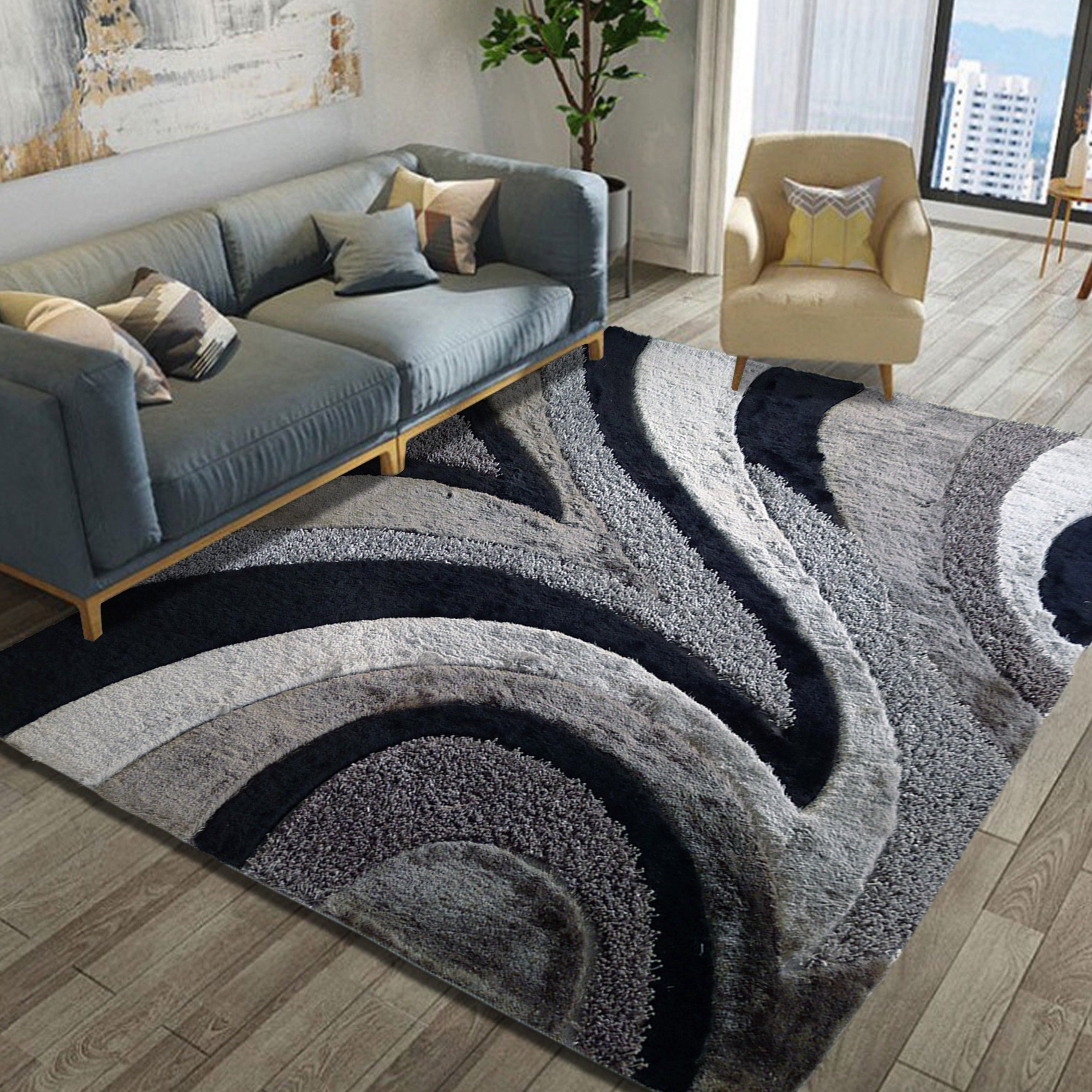 Geometric Shag Thick Design Area Rug