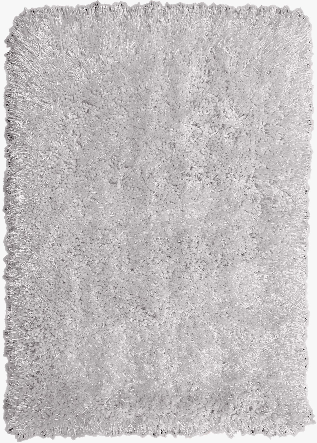 Off White Solid Shag Area Rug/Carpet - Crafted from 100% Polyester, Plush Fluffy Shine, Thick and Thin Yarns Design