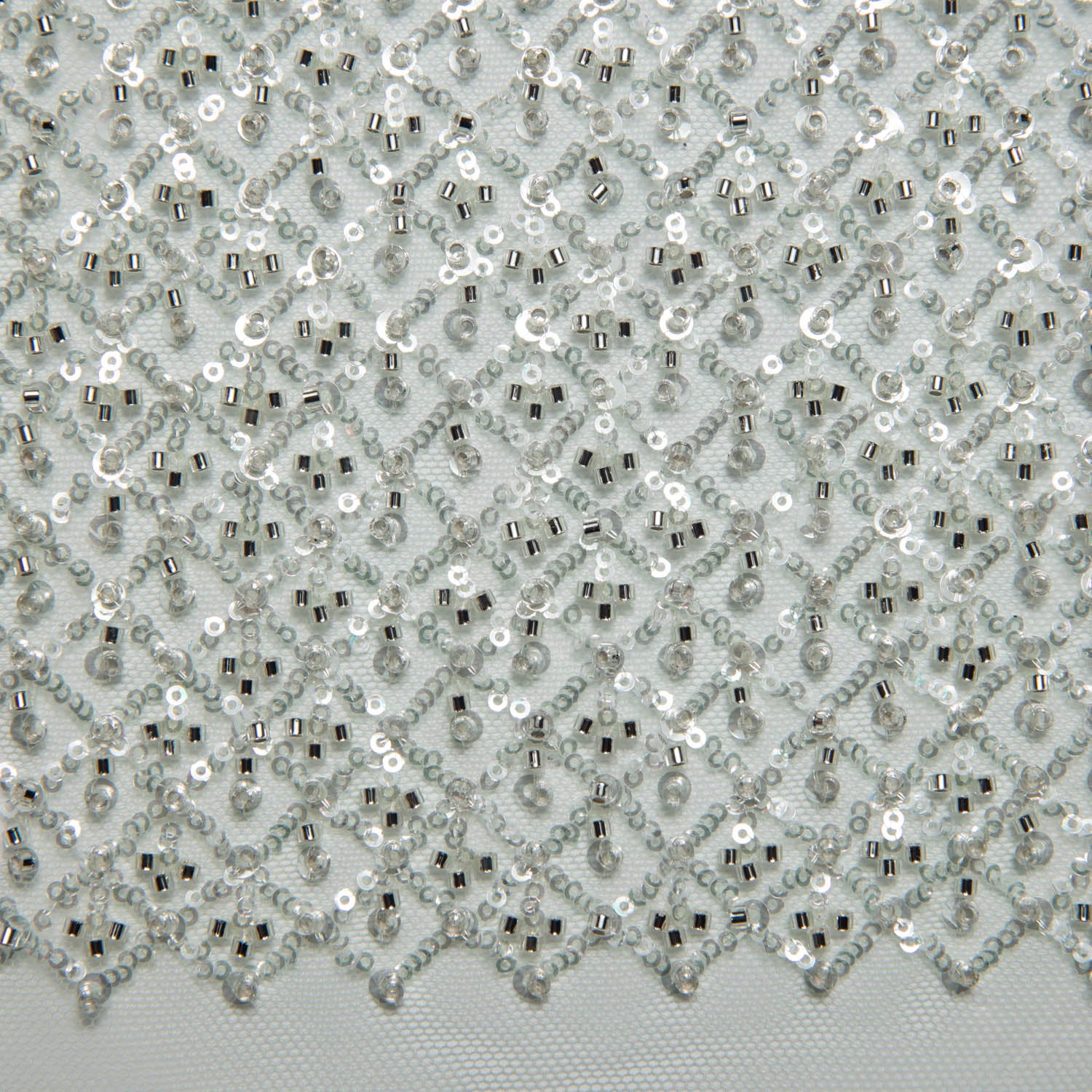 Tulle Lace Fabric Embroidered with Sequins and Exquisite Pattern 52" Wide | Exquisite Fabric
