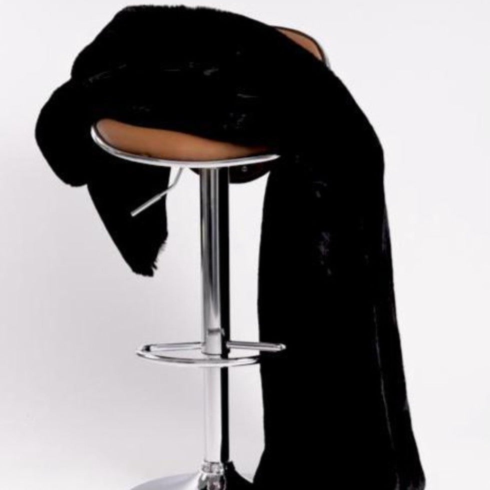 Black Chinchilla Faux Fur Throw Blanket, Ultra-Soft Plush